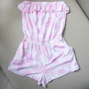 H&M pink ruffle playsuit romper summer cute S